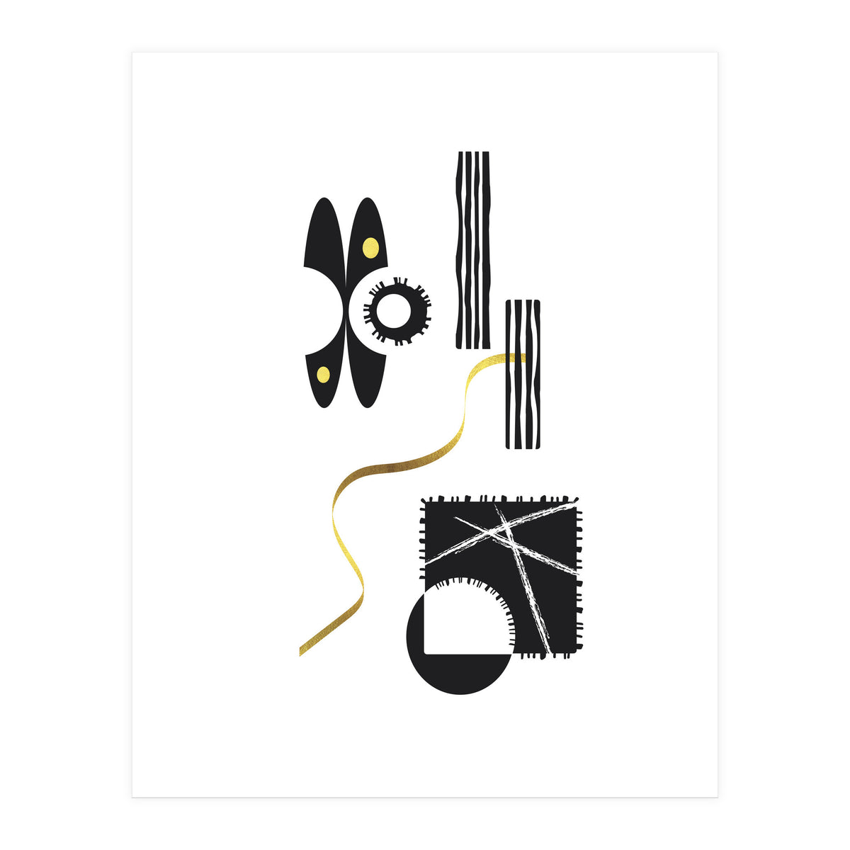 Black & White Abstract No. 3 | gold (Print Only)