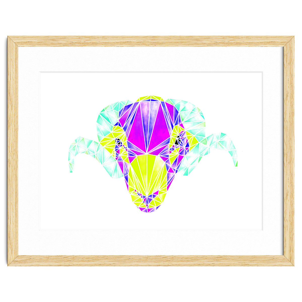 Colourful Geometric Swaledale Sheep Tup with White Lines