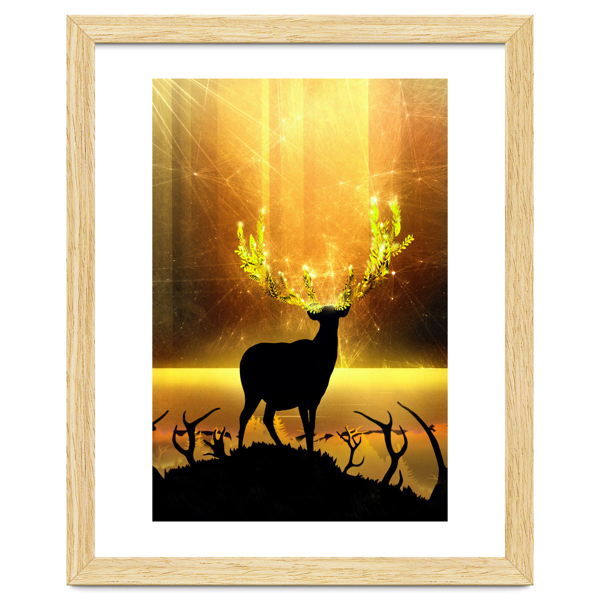 Greenery Deer Golden Sun