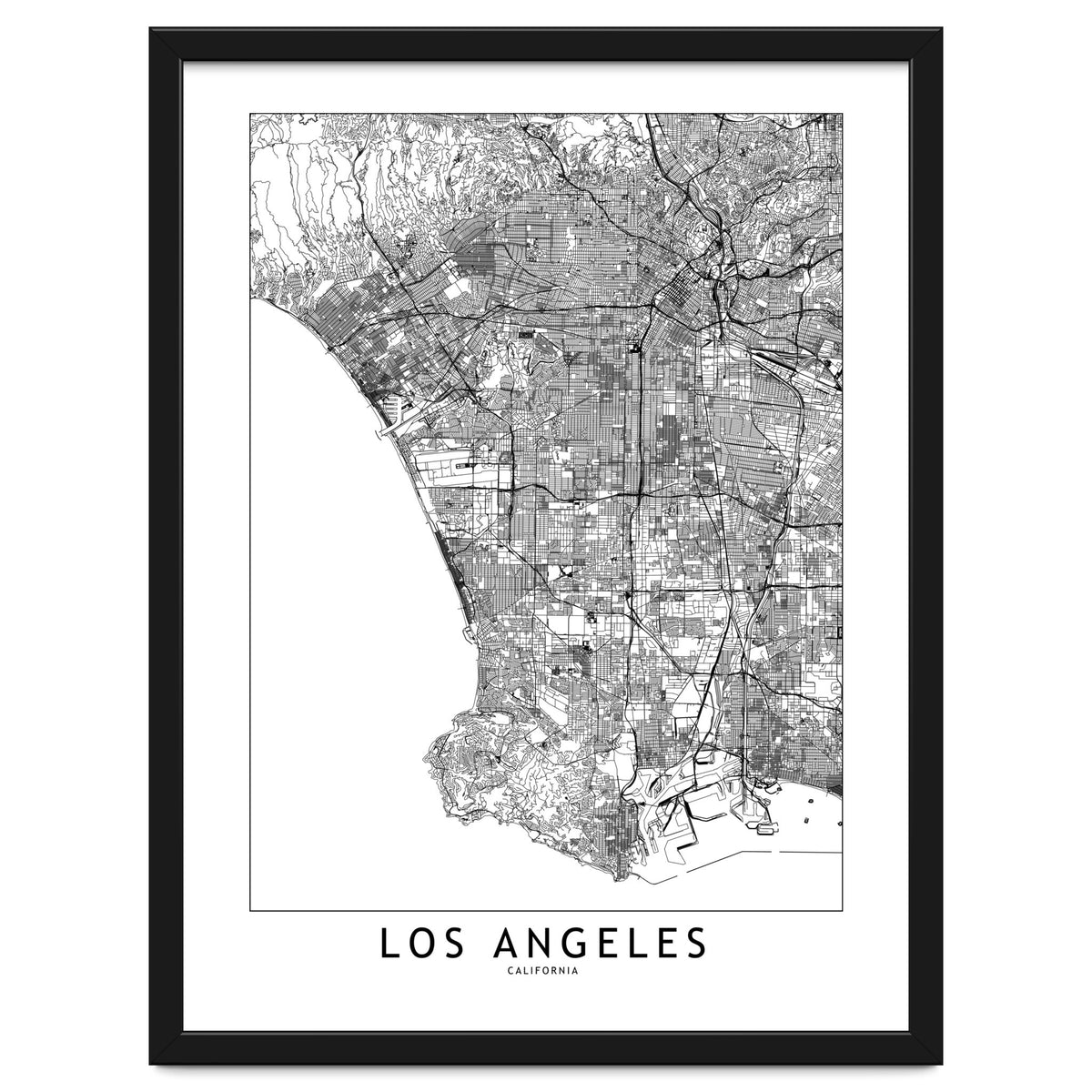 Los Angeles White Map