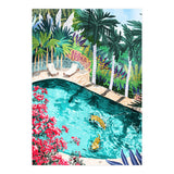Luxury Tiger Villa illustration, Architecture Travel Nature Painting, Hotel Landscape Garden (Print Only) thumbnail