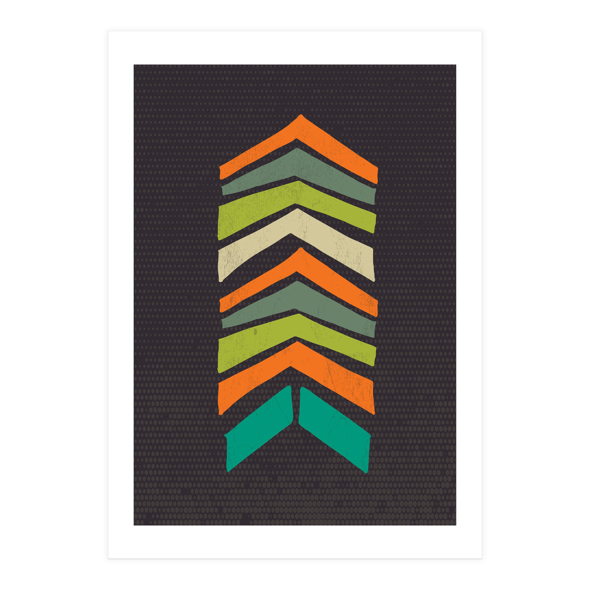 Retro Chevron Print Orange Teal Variation (Print Only)