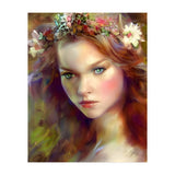 Dreamy kitschy Maiden with Flower Wreath (Print Only) thumbnail