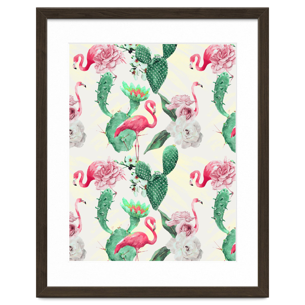 Flamingos, geometric and flowers