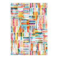 Summer Pastel Geometric and Striped Abstract on white (Print Only)