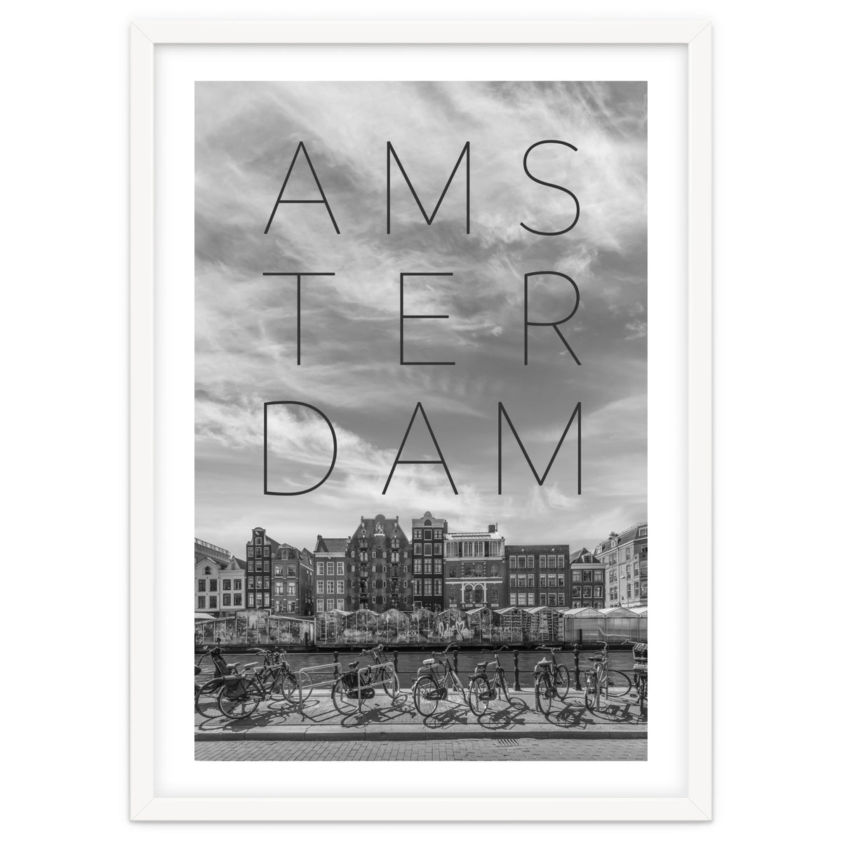 AMSTERDAM Singel Canal with Flower Market | Text & Skyline