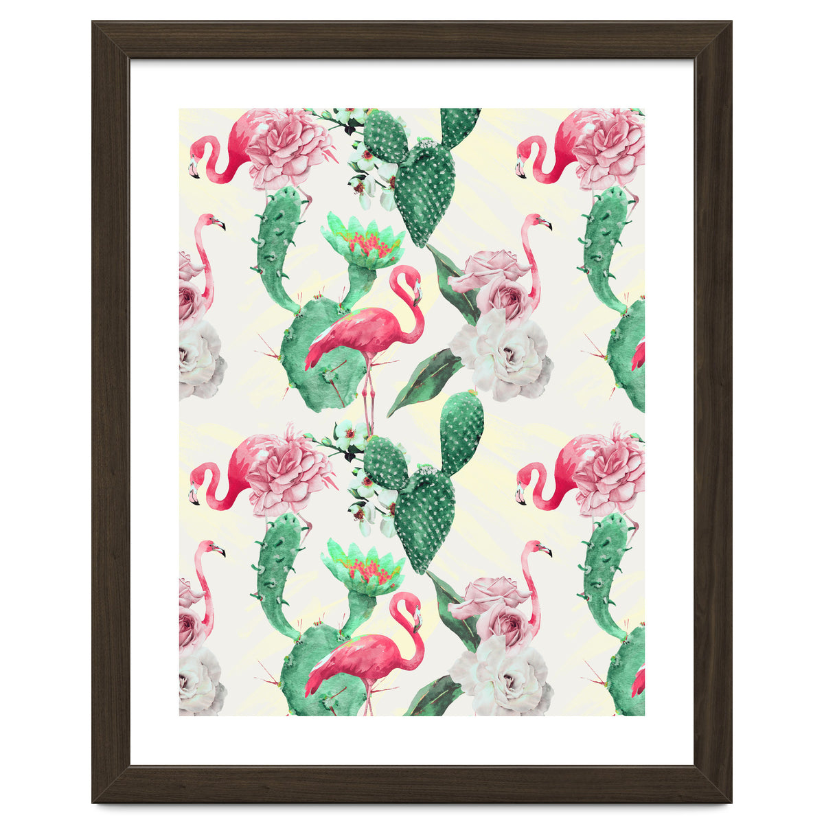 Flamingos, geometric and flowers