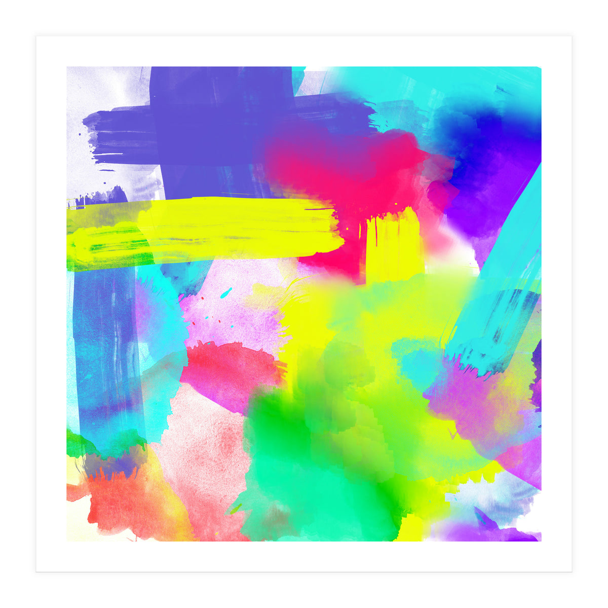 Abstract Stripes Neon Artistic Watercolor Pattern (Print Only)