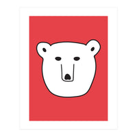 Polar Bear Portrait On a Red Background (Print Only)