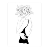 Line Drawing Girl with Flowers (Print Only) thumbnail