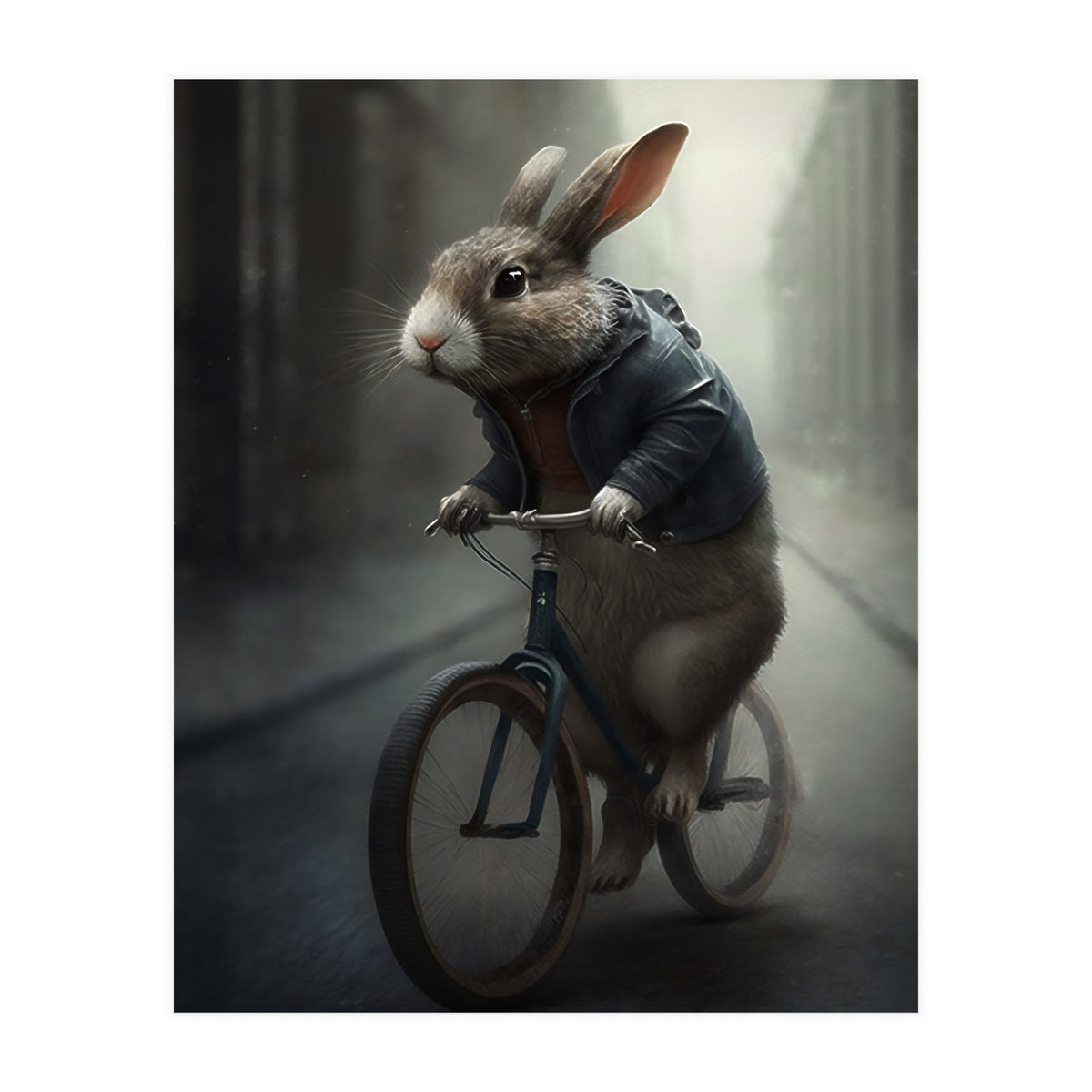 Rabbit Riding a Bicycle (Print Only)