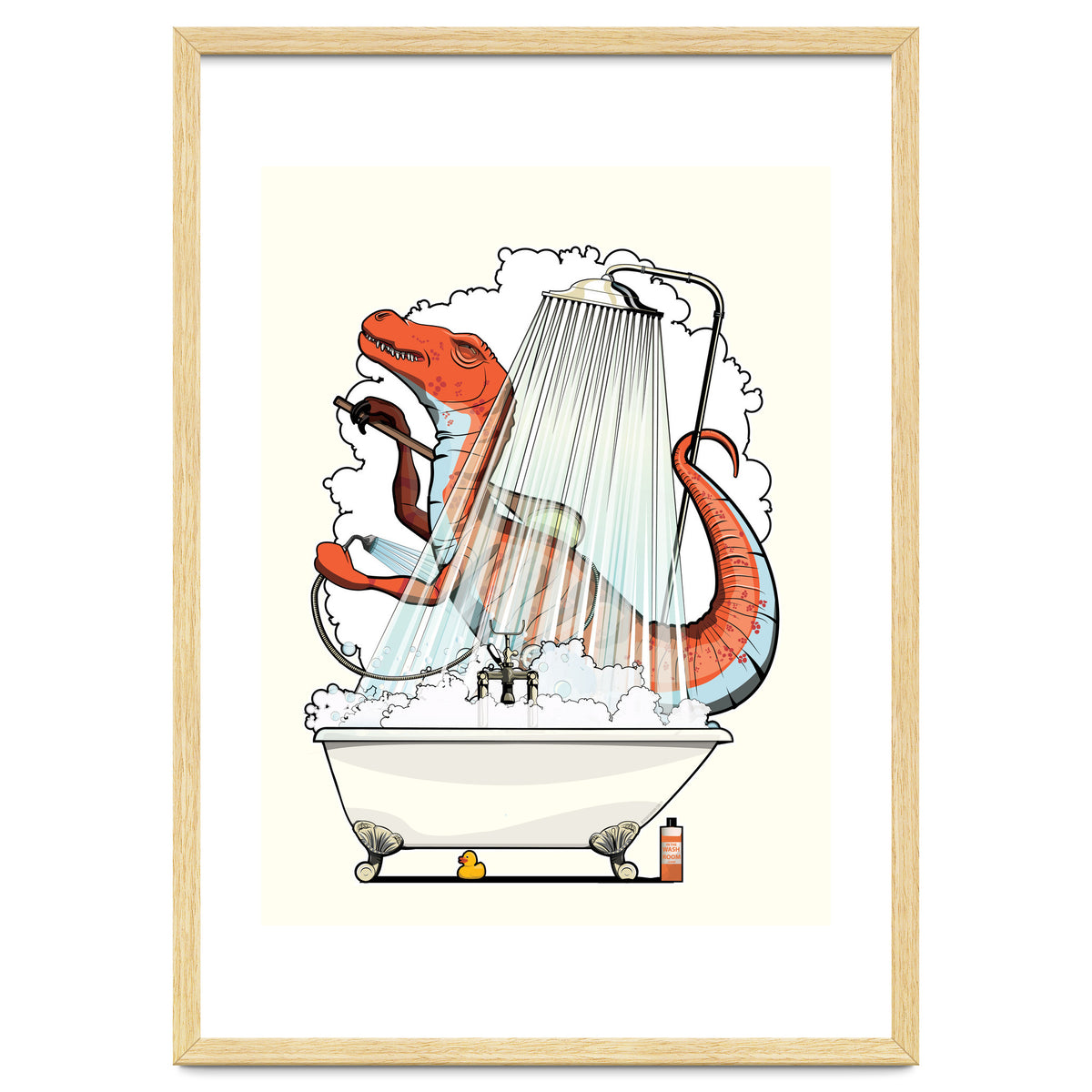 Dinosaur Velociraptor in the Shower, funny bathroom humour