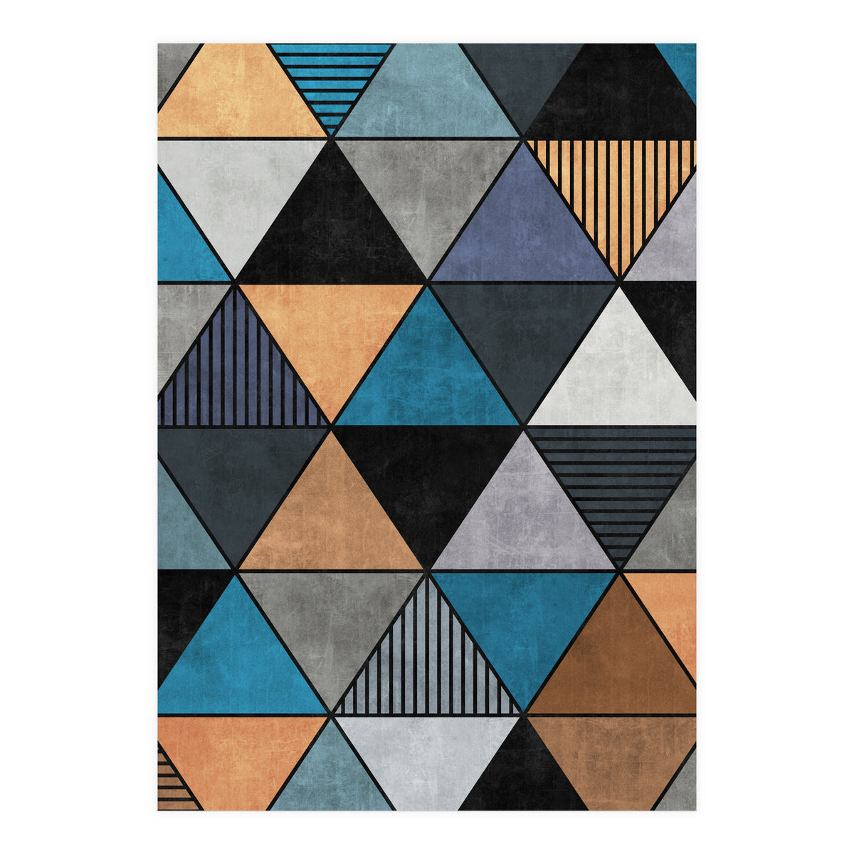 Colorful Concrete Triangles 2 - Blue, Grey, Brown (Print Only)