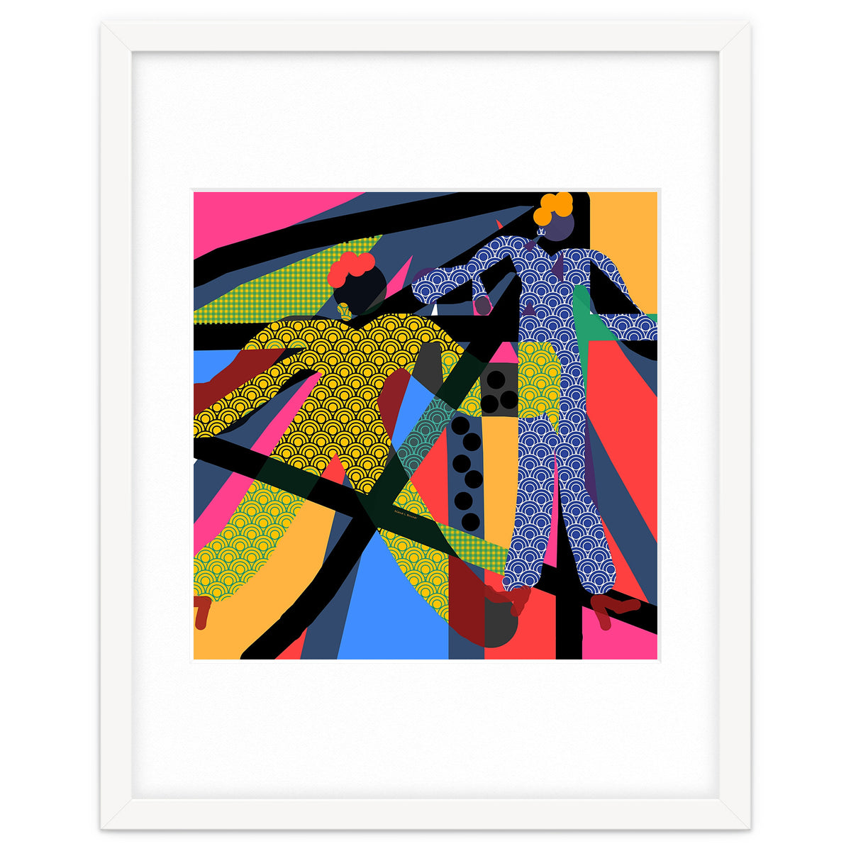 LADIES WEARING YELLOW AND BLUE PATTERNS