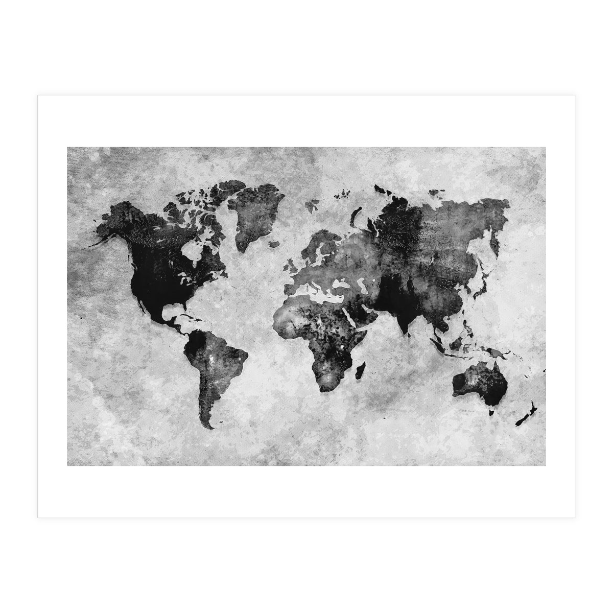 black and white world map (Print Only)