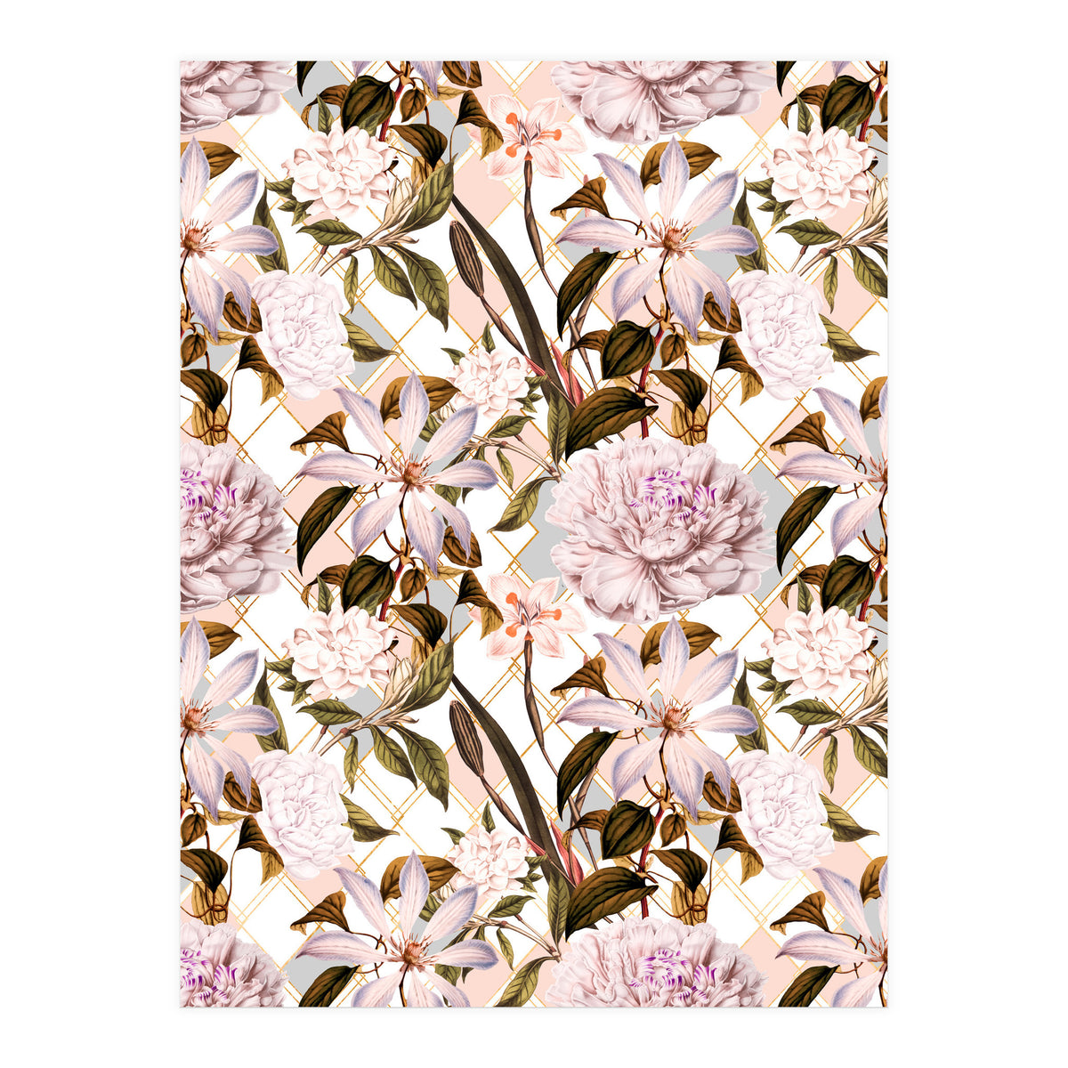 Pink flowering in geometric (Print Only)