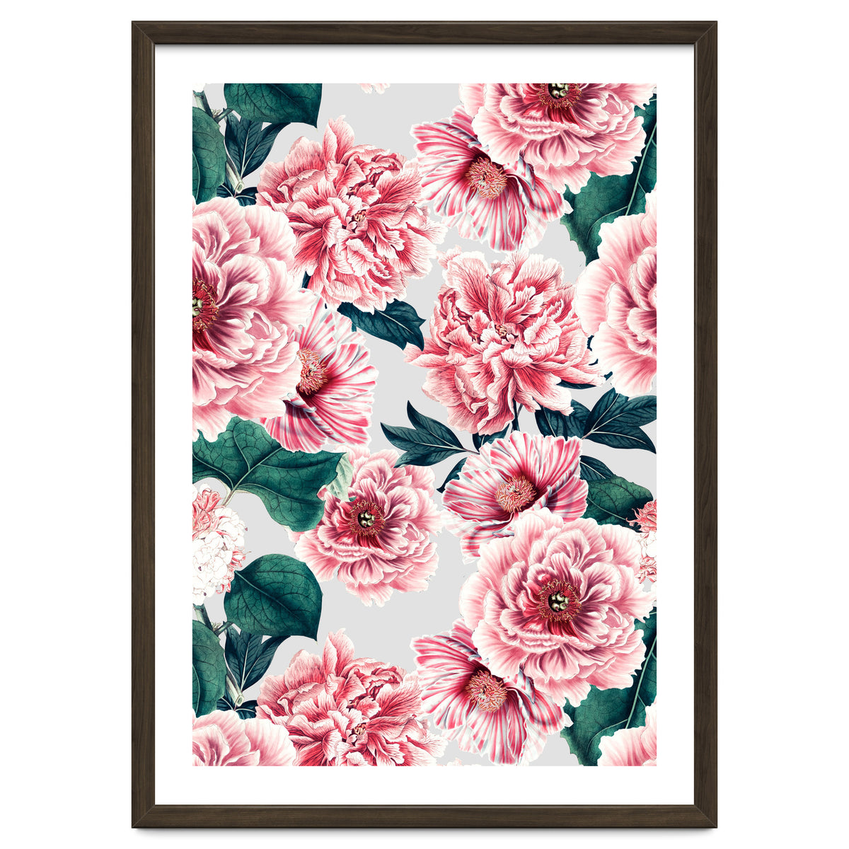 Pattern pink vintage peonies