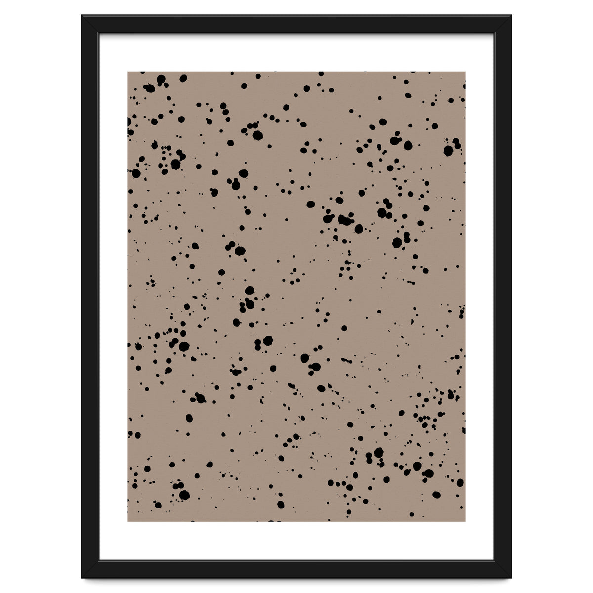 Black Paint Splatter on Dark Beige Background