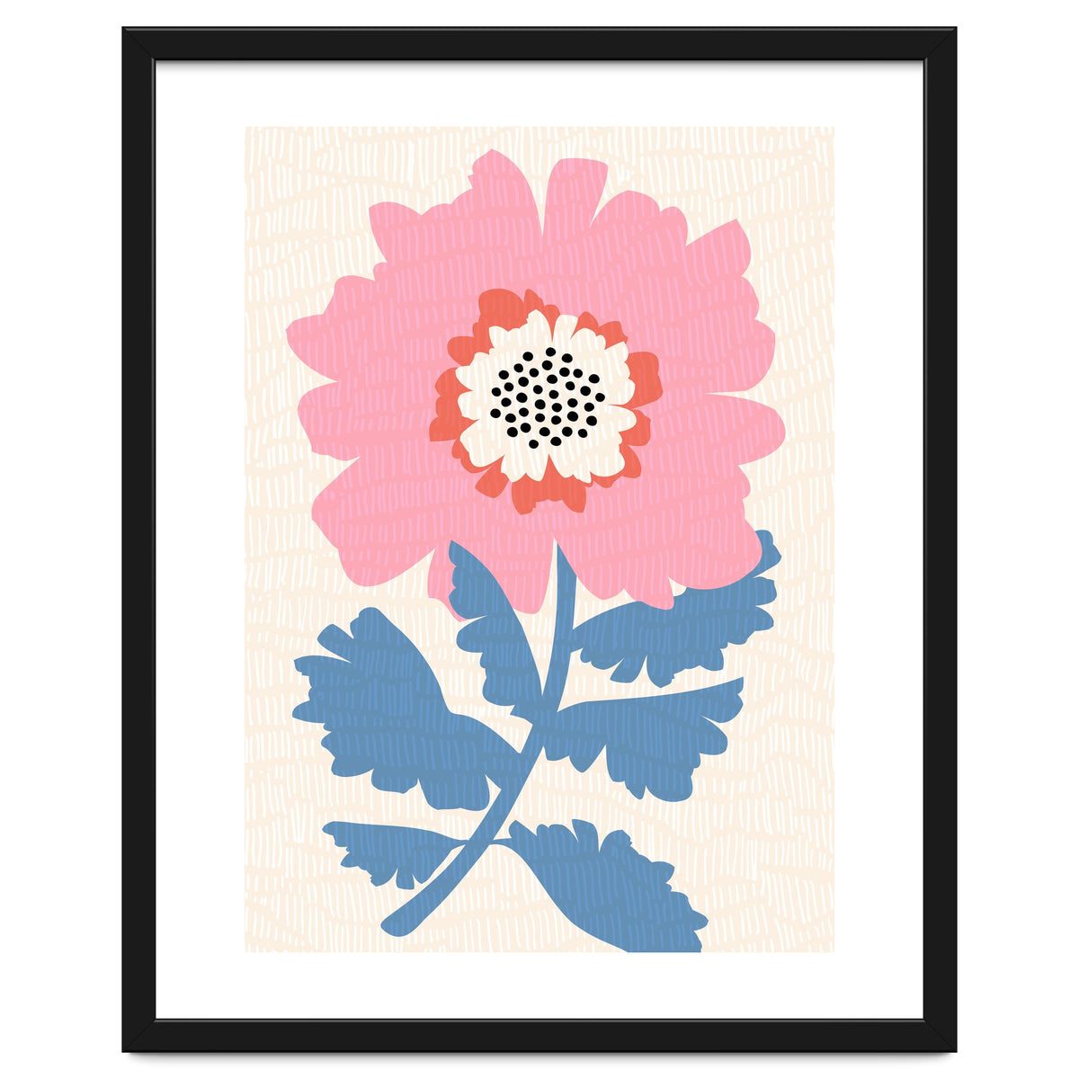 Pink Modern Folk Art Flower