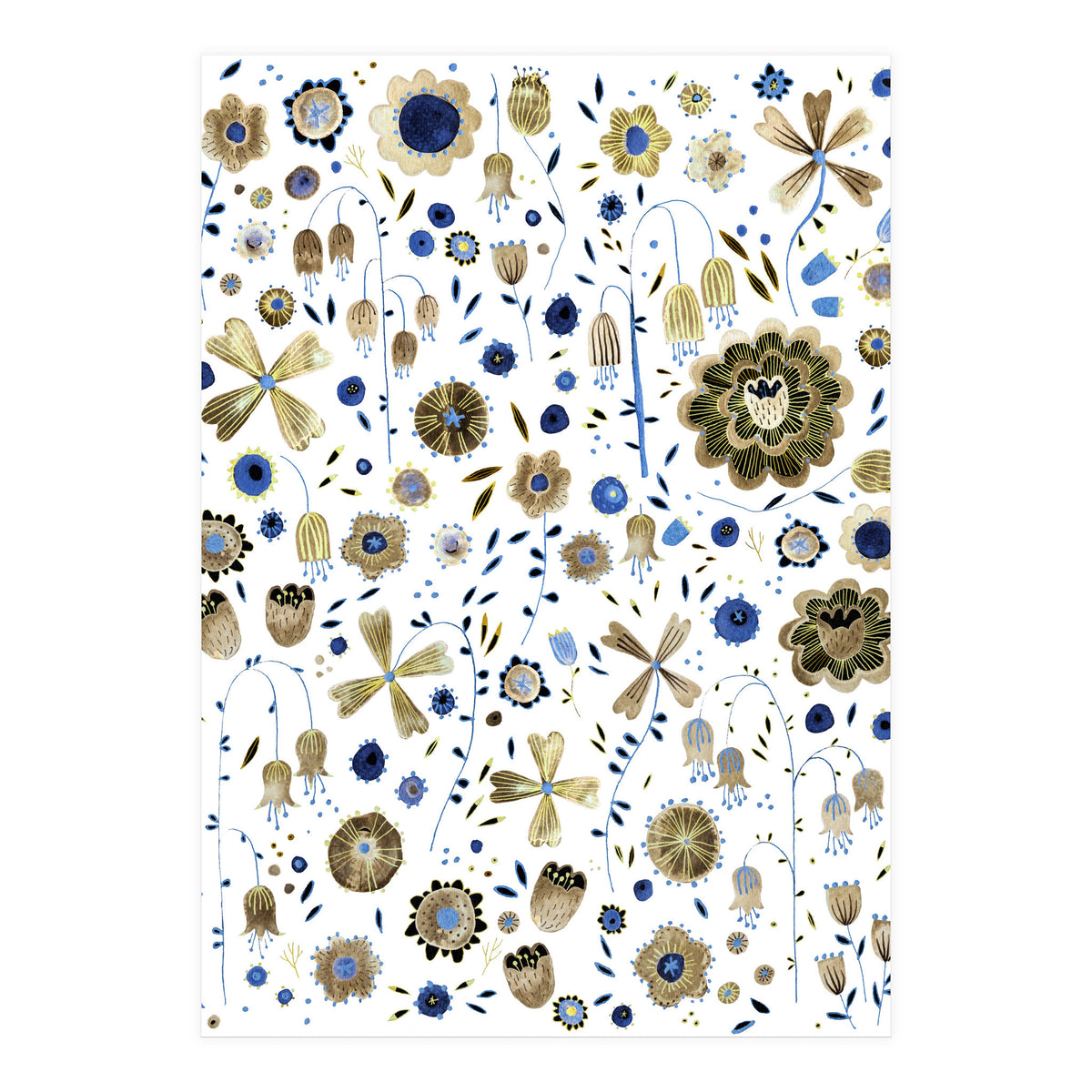 Indigo Flower Golden Mashup (Print Only)