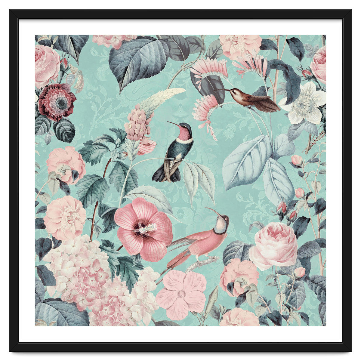 Pastel Hummingbirds Square