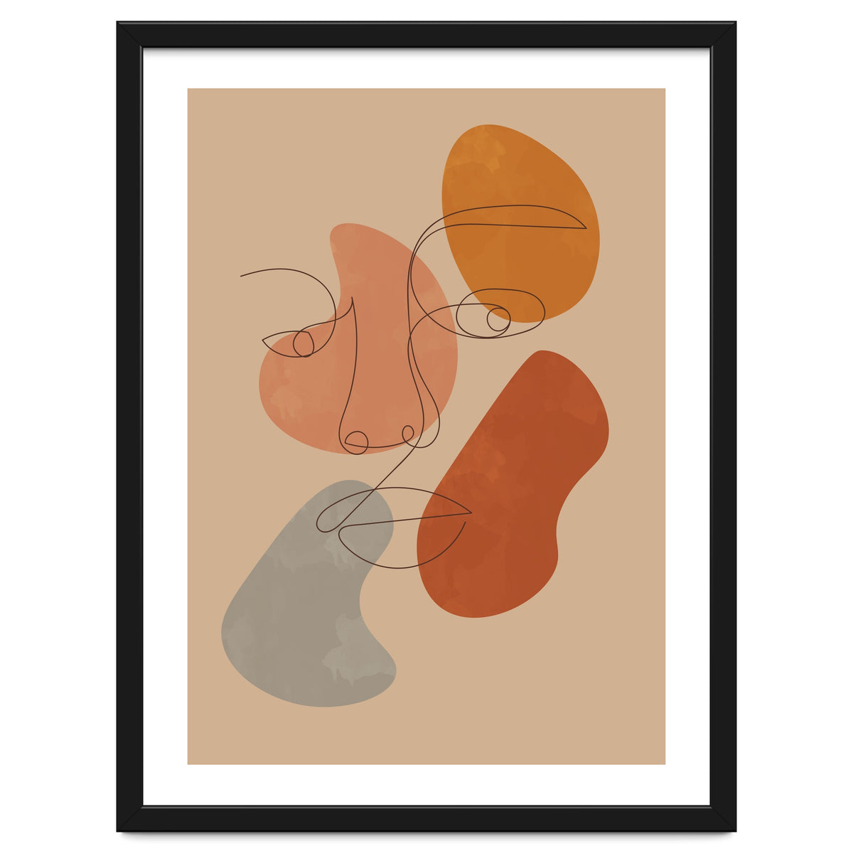 Feminine Line Art Boho Woman Face