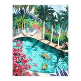 Luxury Tiger Villa illustration, Architecture Travel Nature Painting, Hotel Landscape Garden (Print Only) thumbnail