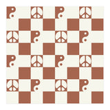 Checkered Peace Symbol & Yin Yang Pattern \\ Beige & Brown Color Palette (Print Only) thumbnail