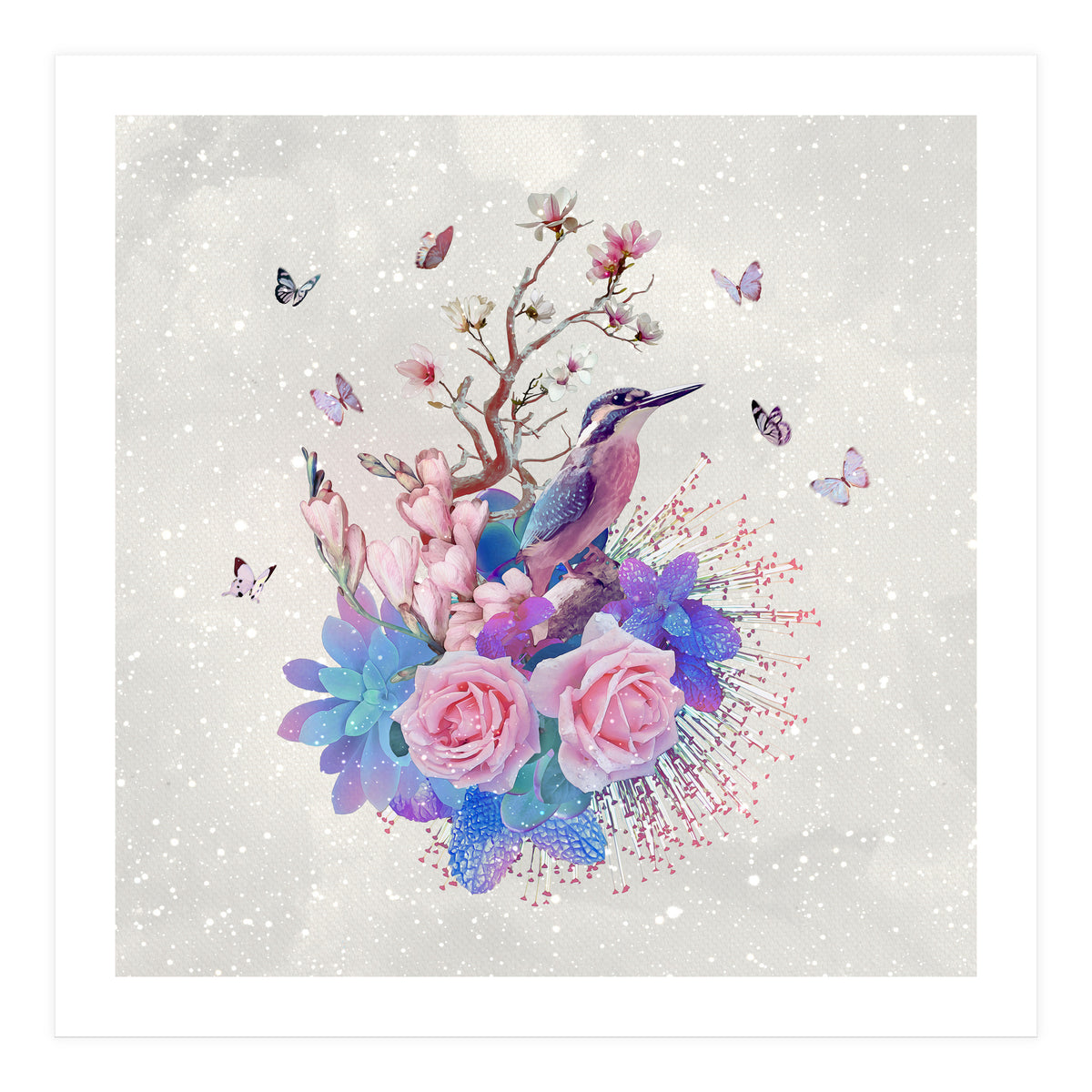 Floral Alcedo Atthis  (Print Only)