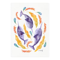 Swirling Narwhals | Purple (Print Only)