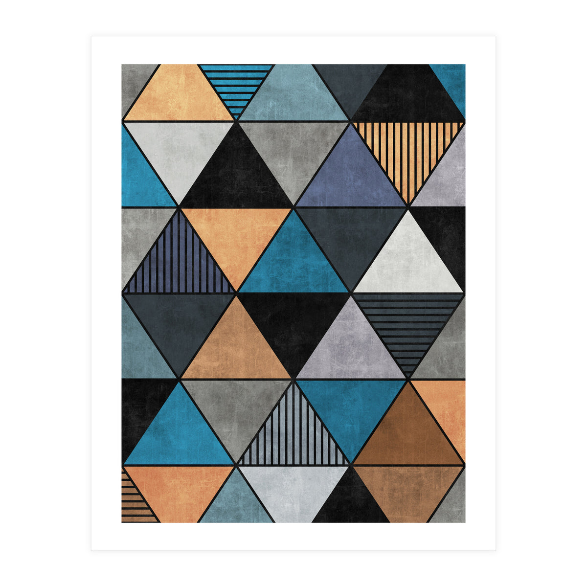 Colorful Concrete Triangles 2 - Blue, Grey, Brown (Print Only)