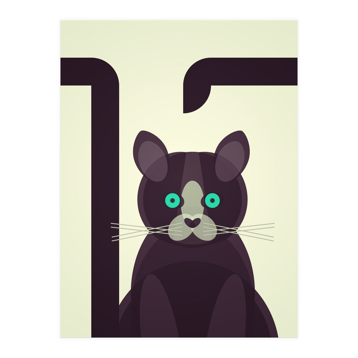 Mid Century Geometric Black Cat (Print Only)