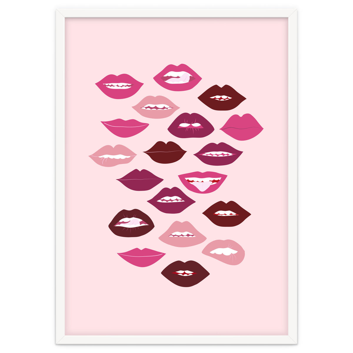 Lips Dark on Pink Background