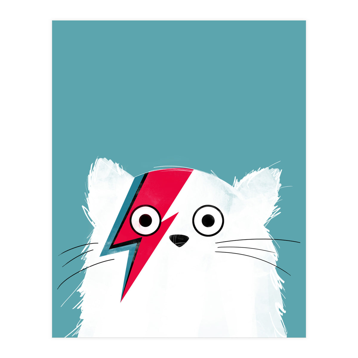 Doozal Cat Bowie White (Print Only)