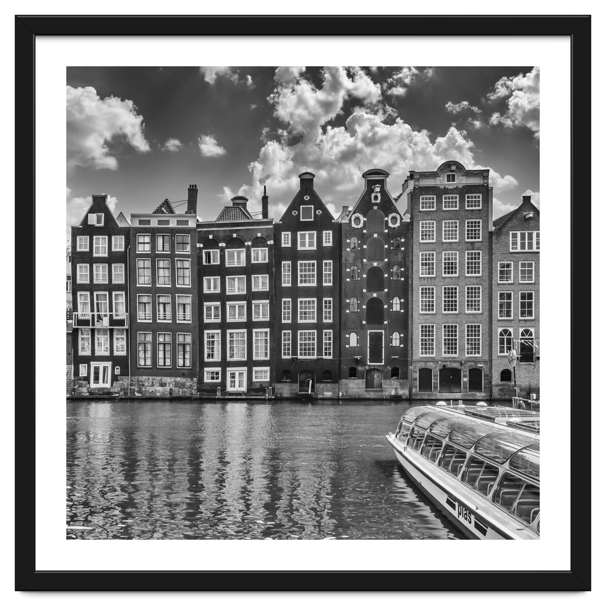 AMSTERDAM Damrak and dancing houses | Monochrome