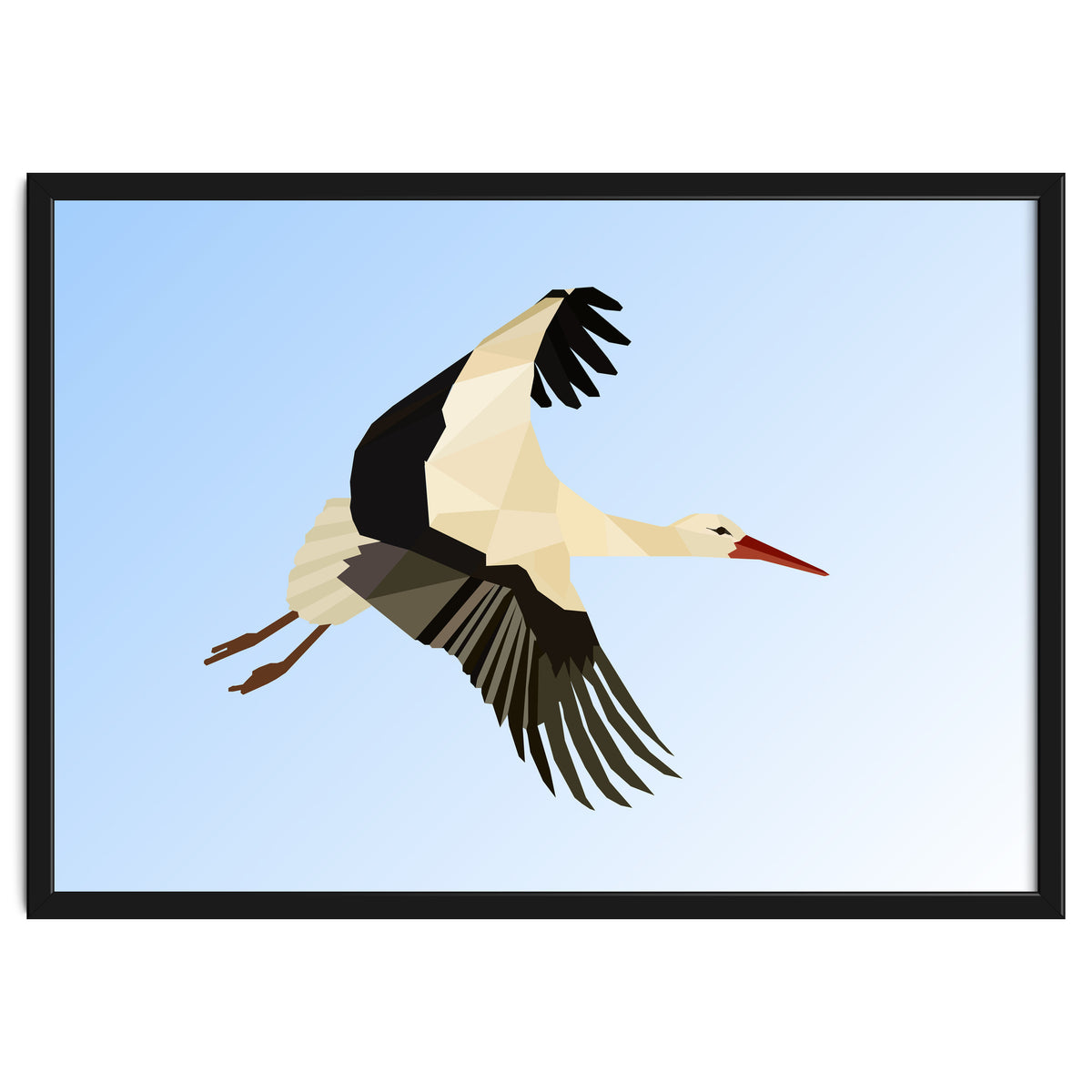 White Stork Bird Low Poly Art