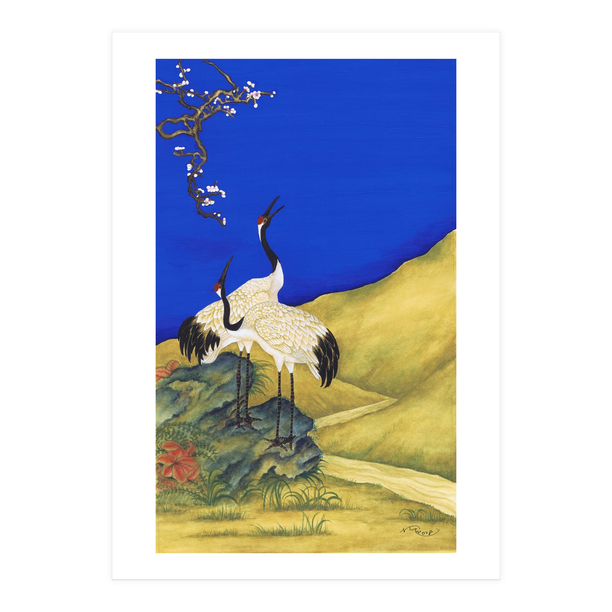 Cranes Under A Cobalt Sky 4 (Print Only)