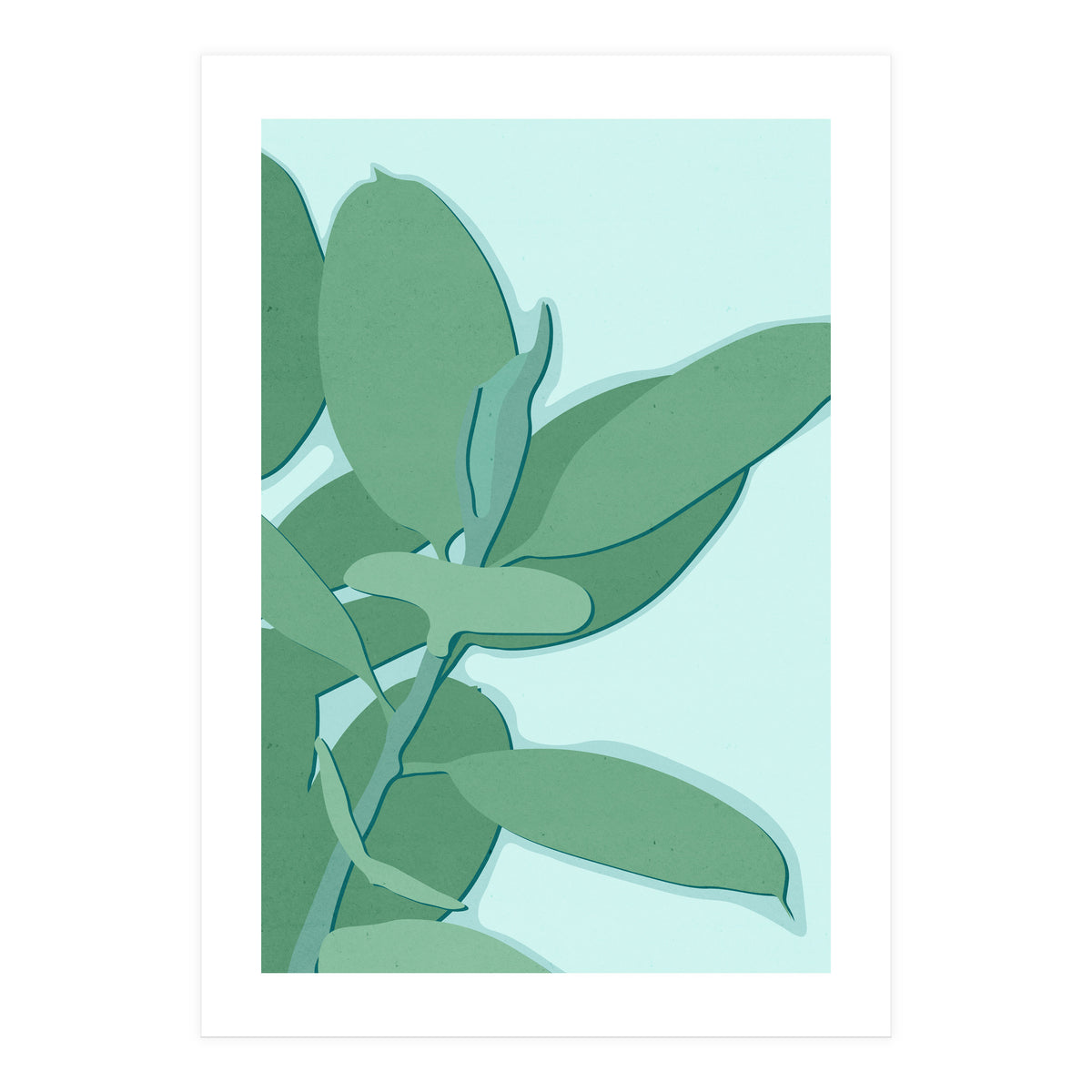 Minimal Rubber Tree Leaves - Greener Eden (Print Only)