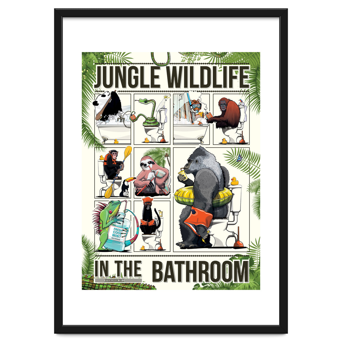 Jungle Wildlife in the Bathroom, funny toilet humour