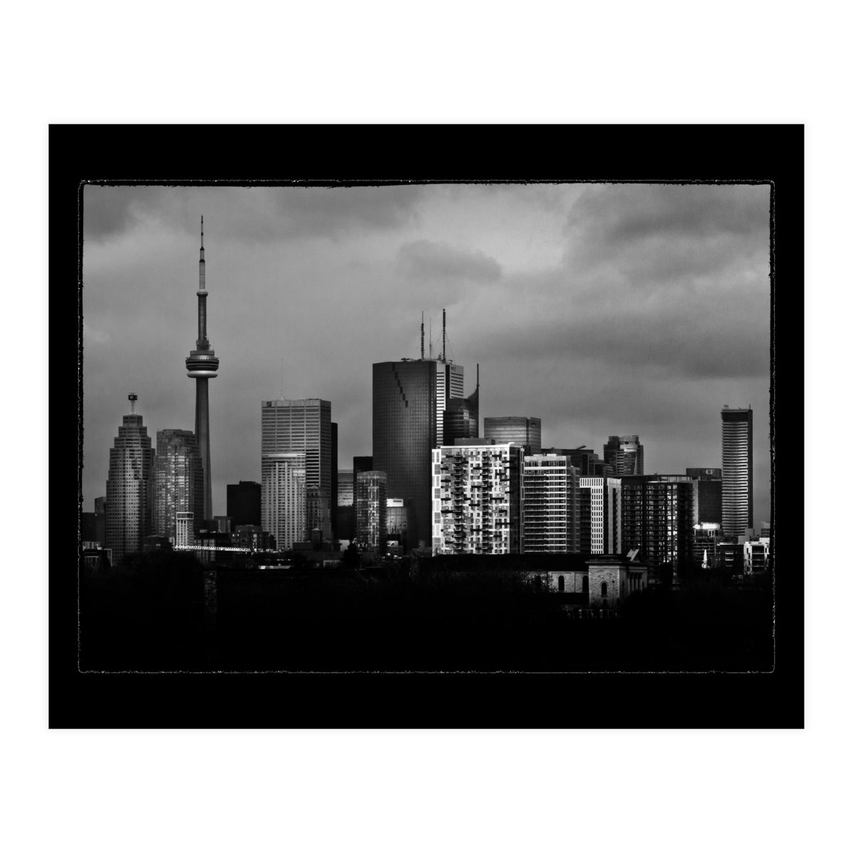 Toronto Skyline From The Pape Ave Bridge No 3 with Border (Print Only)
