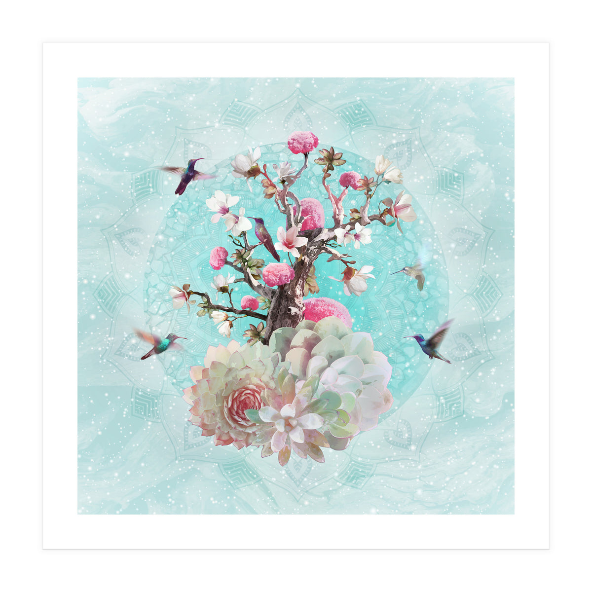 Floral Hummingbird  (Print Only)