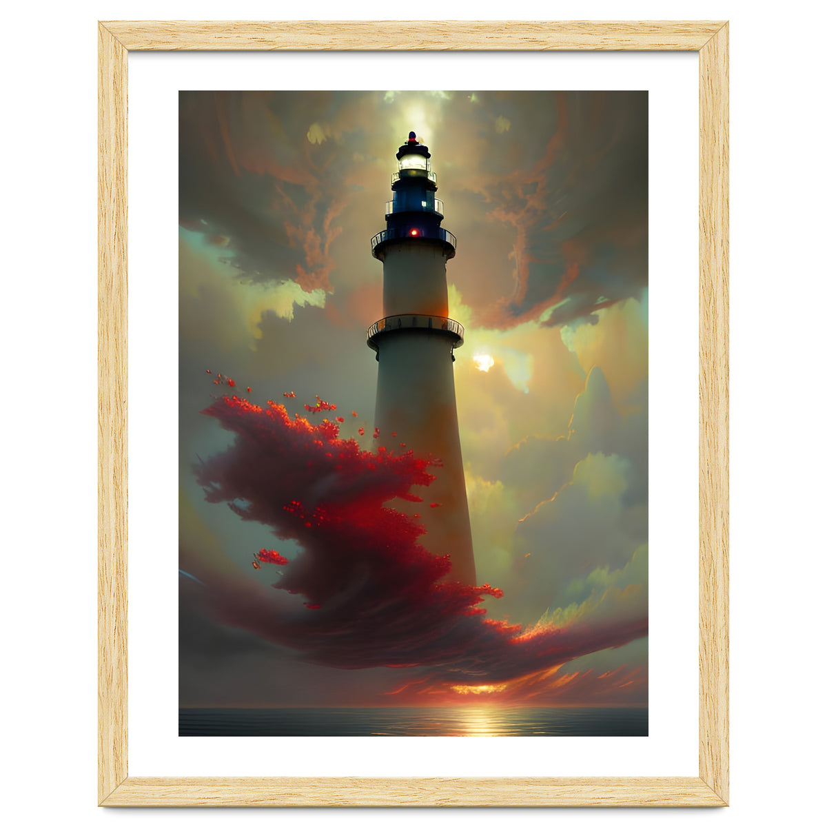 Lighthouse floating in the Sunset Clouds