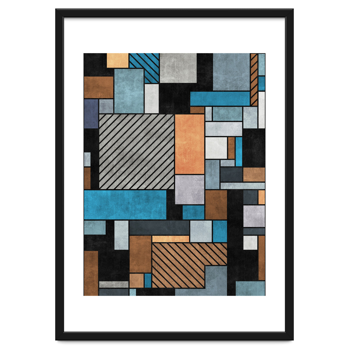 Random Concrete Pattern - Blue, Grey, Brown