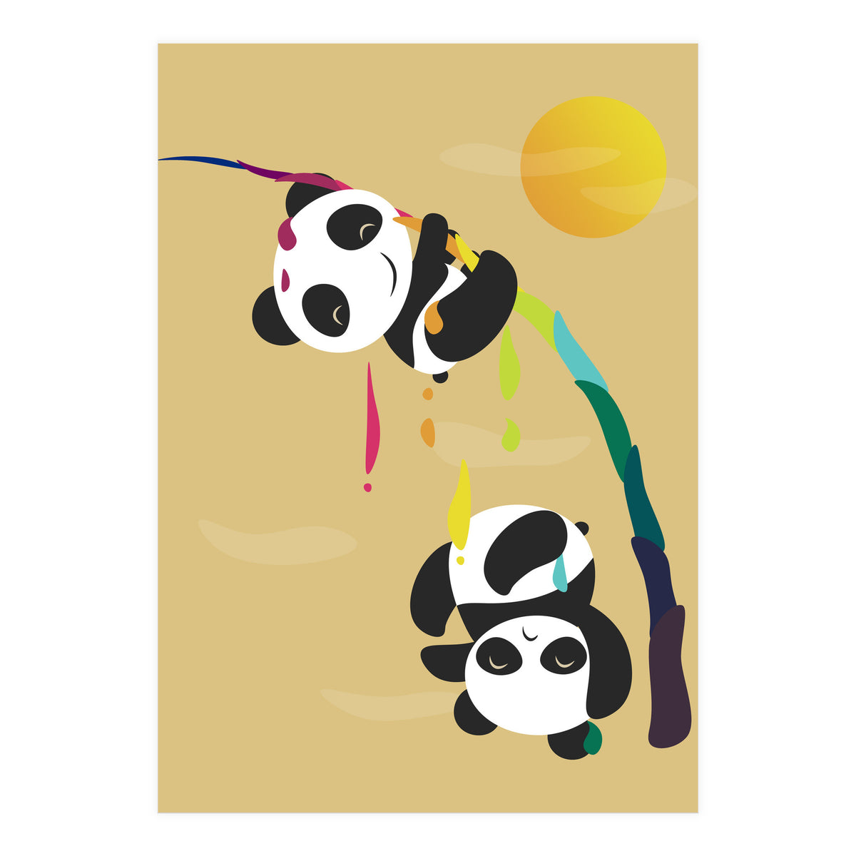 Pandas meet a strange rainbow (Print Only)