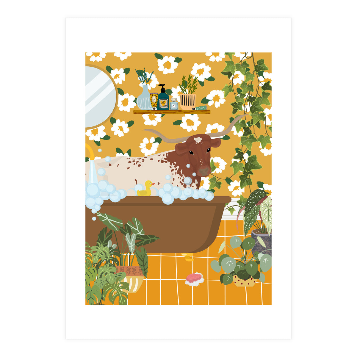 Texas Longhorn in My Bathtub (Print Only)