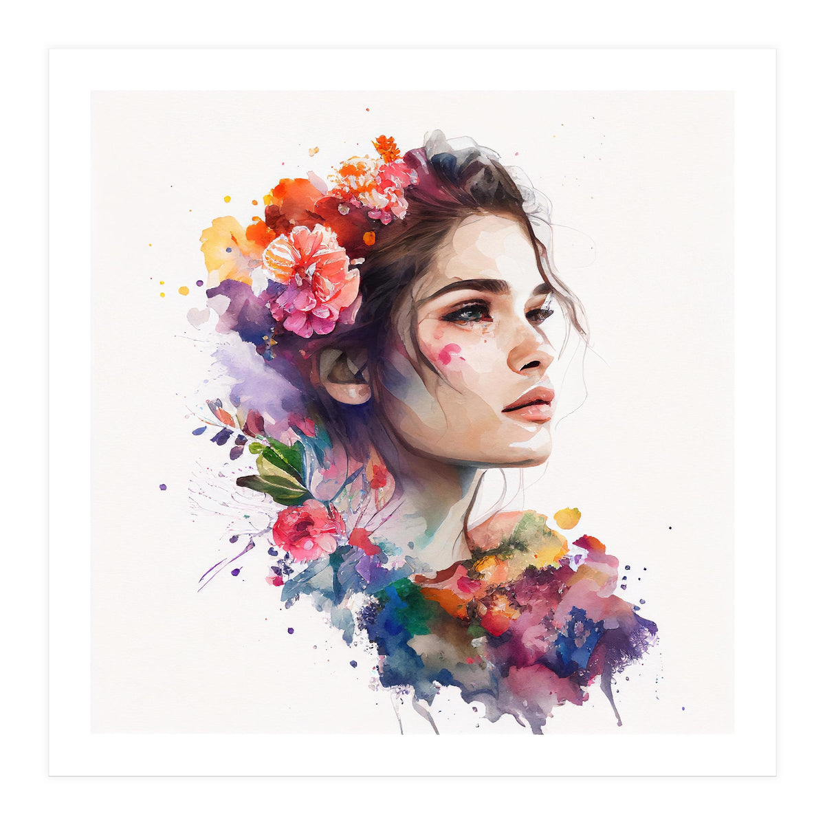 Watercolor Tropical Woman #19 (Print Only)