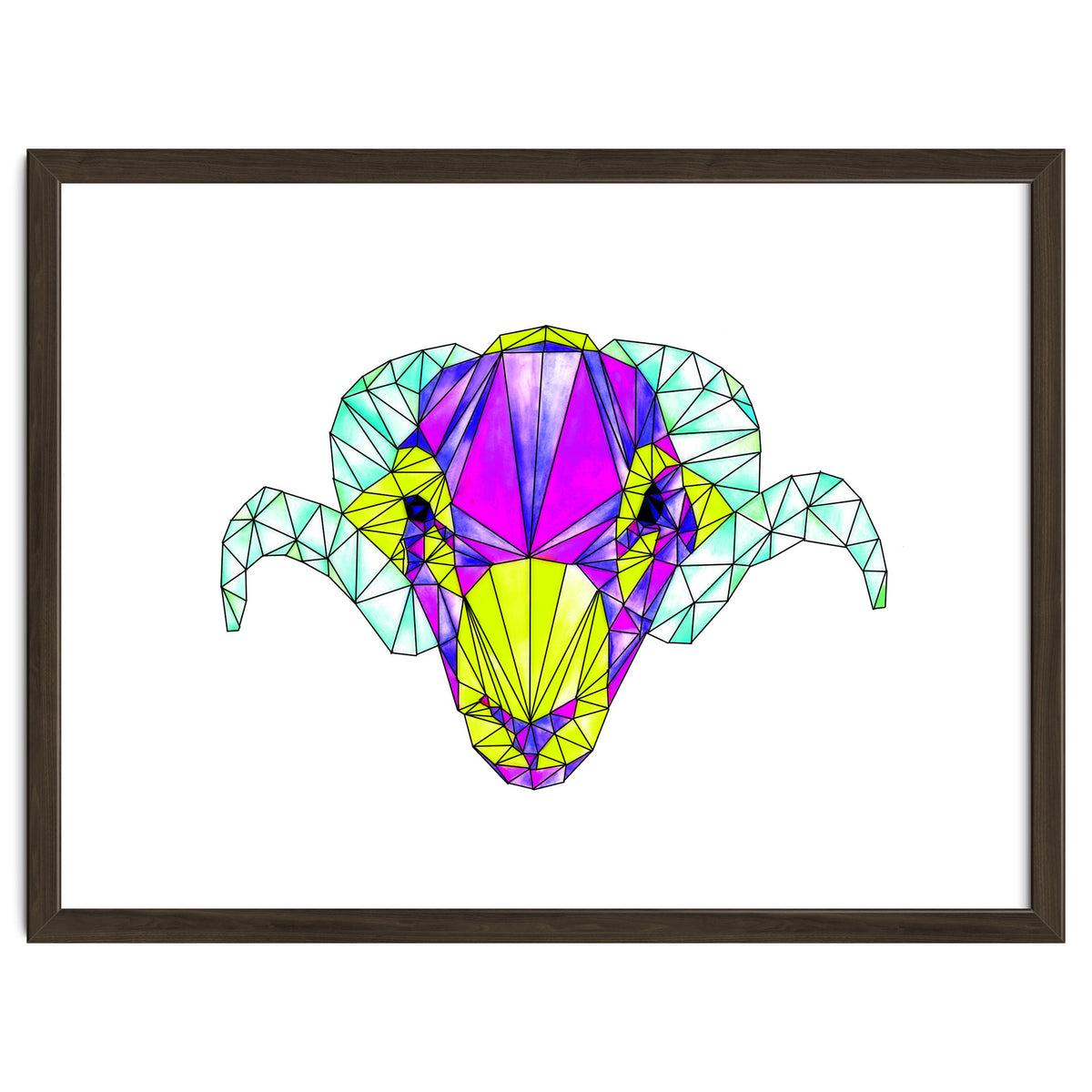 Colourful Geometric Swaledale Sheep Tup with Black Lines