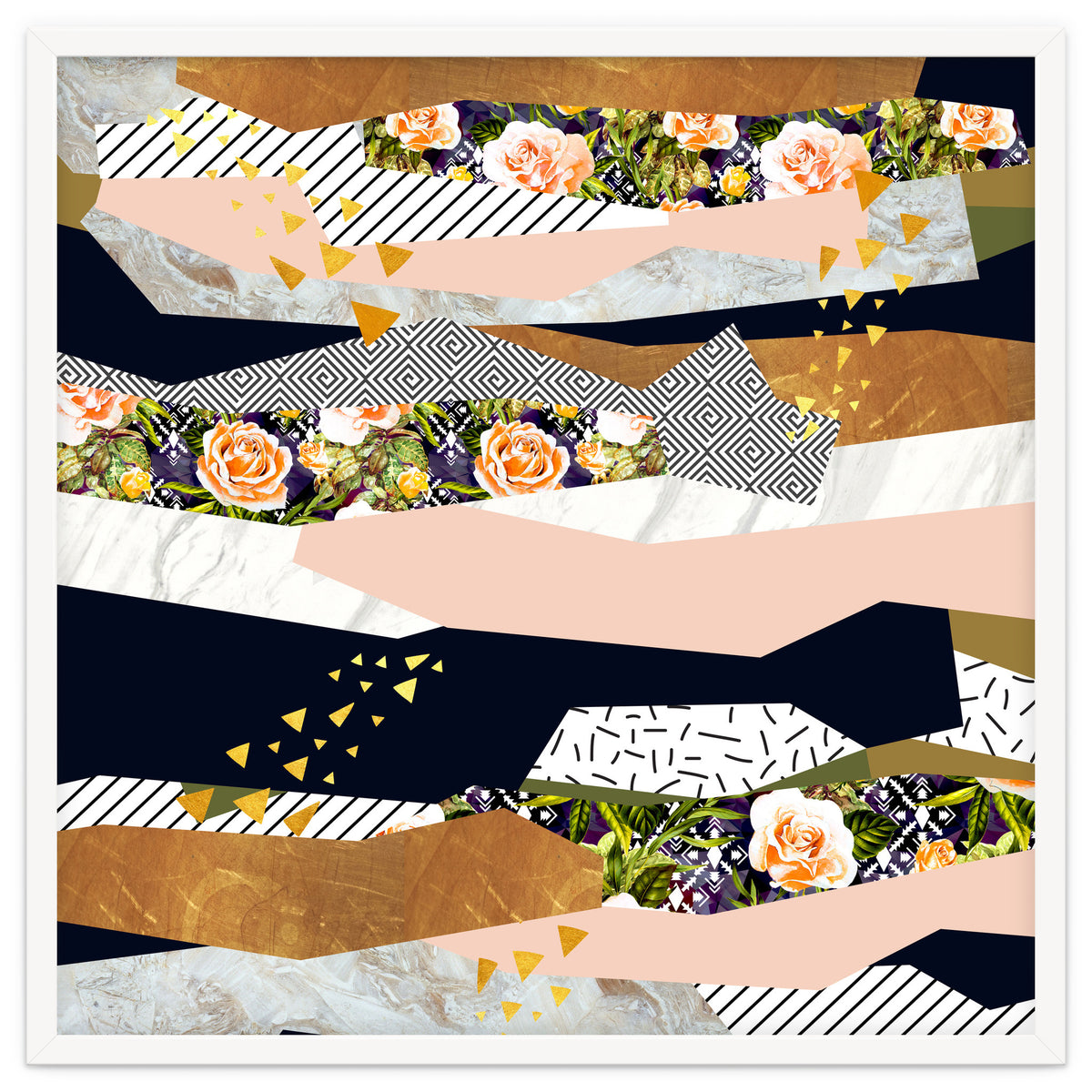 Collage of textured shapes and flowers