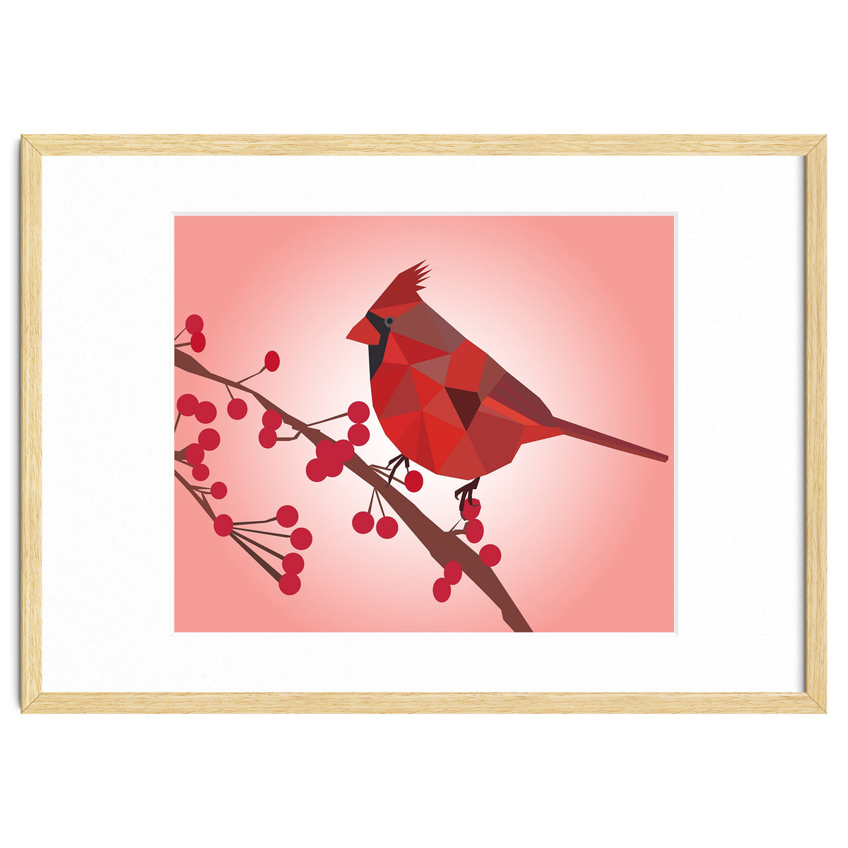 Northern Cardinal Bird Low Poly Art