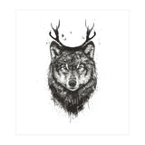 Deer Wolf Bw (Print Only) thumbnail